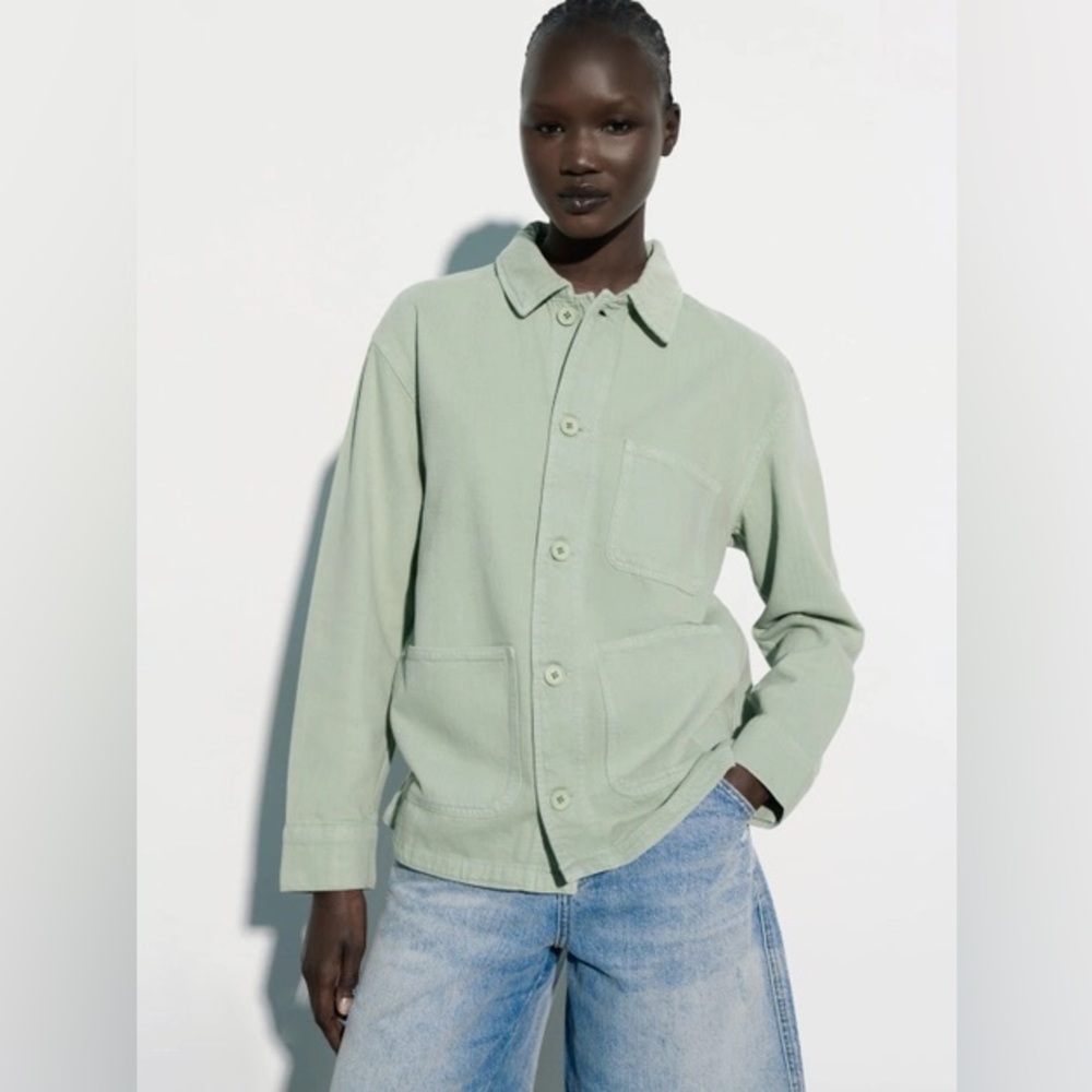 Zara Sage Green Oversized Jacket - Picture 2 of 6